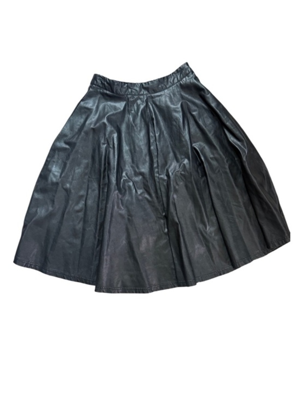 Quinn Black Vegan Leather Midi Skirt S Whimsigoth Edgy Dark Academia Preppy - Picture 2 of 6